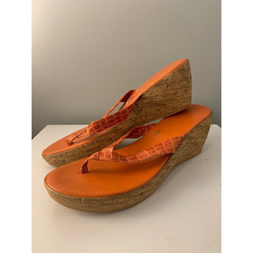 Orange Wedge Snakeskin Heels 
